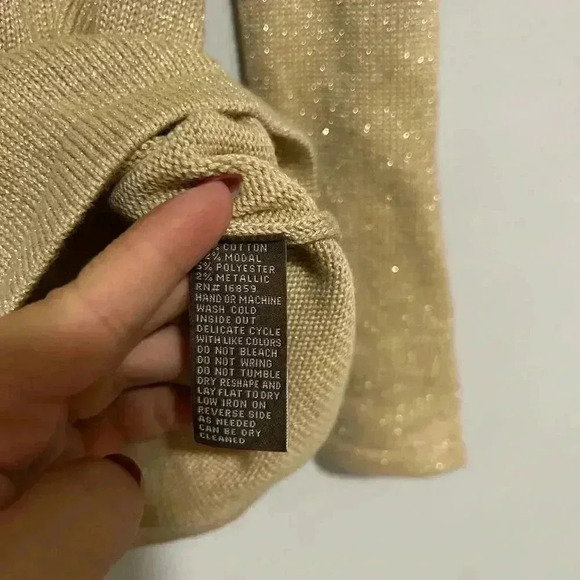 J. McLaughlin Metallic Gold Bateau Beaded Pullover Sara Sweater Size S - Picture 3 of 5